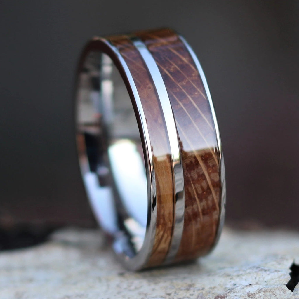 Whiskey Barrel Ring - Men's Wedding Ring - Men's Whiskey Barrel Ring - Men's Wedding Band Tungsten - hot Wedding Band- Aiden