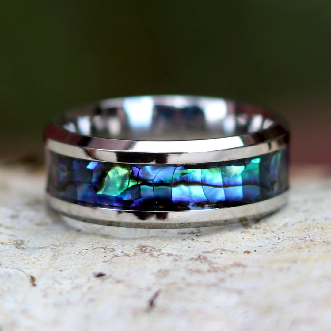 Stainless Steel hotsell Abalone Band Ring